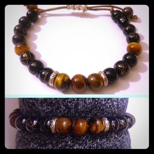 Mens Black Bead Bracelet